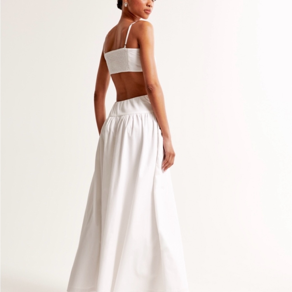 Abercrombie & Fitch Drop-Waist Cutout Maxi Dress in White